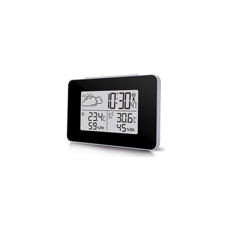 Station météo sans fil numérique, température/humidité, réveil, noir – (1/5)
