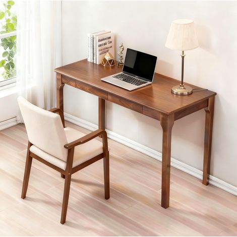 Scrivania in legno con 2 cassetti, bordi arrotondati, 120 x 55 x 75 cm, noce DESVIAE (1/5)