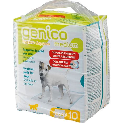 Ferplast GENICO MEDIUM Tappetini igienici per cani in materiale super assorbente. Misura Medium.. Variante GENICO MEDIUM - Misure: 60 x h 60 cm -