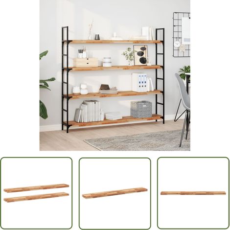 The Living Store Schweberegale 2 Stk. 160x20x4 cm Massivholz Akazie Ölbehandelt - Wandregal - Holzmöbel - Akasienholzmöbel - Regal Deko - Wohnzimmerdeko (1/5)