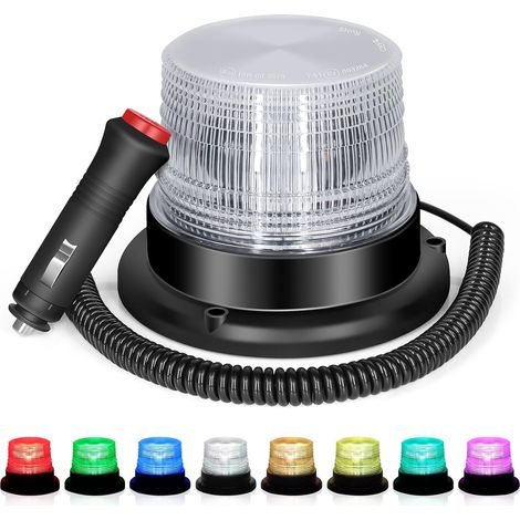 Gyrophare LED avec télécommande 8 couleurs Flash 12/24 V Feu d'avertissement magnétique IP67 Étanche Pour voiture, porte-camion, tracteur, fête (1/5)