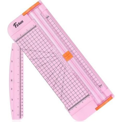 A4 Massicot 12 Pouces Règle Titane Guillotine Coupe Papier avec Sécurité Système Remplaçable Lame Couper Coupon, Papier d'artisanat, Etiquette et Photo, Rose