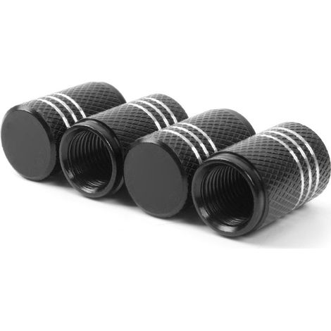 Car modification accessories: Tire valve stems suitable for Tesla Model 3 XYS valve core caps and screw caps - stainless steel, screw-on type - black (with markings). (1/4)