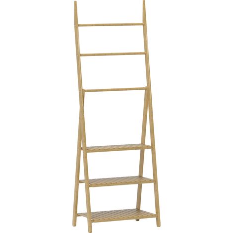 HOMCOM Portasciugamani con Scaffale Bagno 3 Ripiani Autoportante e Pieghevole