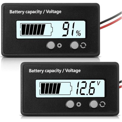 DC 12V 24V 36V 48V 60V 72V 84V Battery Meter with Alarm, Forward Setting and Switch Key, Lead Acid Battery Capacity Voltage Indicator and Battery Indicator (White) (1/5)