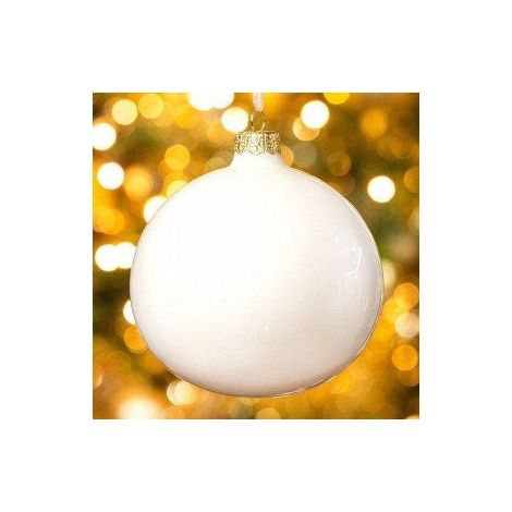 Boule de Noël en verre de lait blanc 15 cm (1/3)