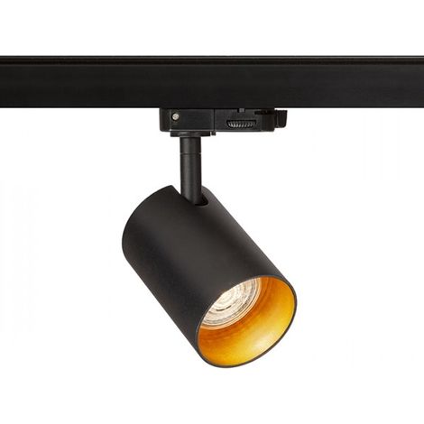 Faretto cilindrico CONNOR per binario trifase nero/oro  230V LED GU10 10W