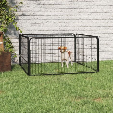 Parc pour chien, Enclos pour Chiens, Clôture, Parc pour animaux 4 panneaux Noir 100x50cm Acier enduit de poudre MAE2335 (1/5)