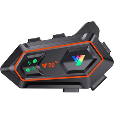 HK&Hanker Y20-2X - Écouteurs Bluetooth pour casque moto, effets lumineux RGB multicolores, Bluetooth 5.3, réduction intelligente du bruit, son haute fidélité, étanchéité IPX6 (1/5)