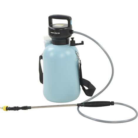 Elektrisches Sprühgerät mit 5-Liter-Zylindertank, betrieben mit einem wiederaufladbaren Akku, mehreren Bewässerungsmodi, Teleskopschlauch und 3,7-V-Akku (blau). (1/4)