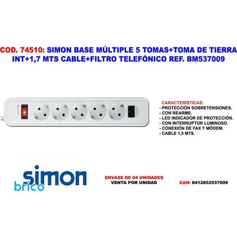 Multiprise blanche SIMON FINSTOCK 5 prises avec câble de 1,7m