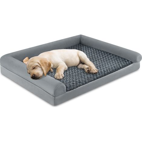 Lit panier pour chien orthopédique en forme d'œuf 113 x 89 x 18 cm soutien optimal et entretien facile en tissu gris