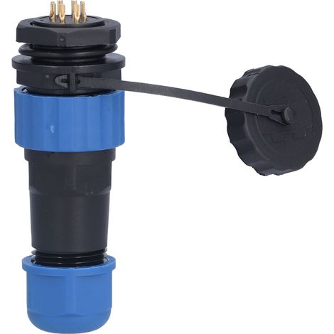 Connecteur aviation étanche IP68 SP20 mâle femelle filetage arrière 250V 5A pour câble soudure PA66 laiton doré (1/5)