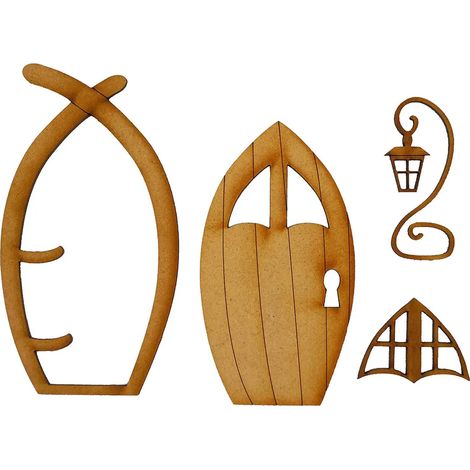 1 Set Mini-Gnom-Tür, dekorative Möbel, Bühnenrequisiten, künstliches Holz, Mini-Leiter, Zaun, Feentür für Puppenhaus-B