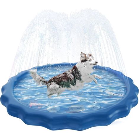 (Lettre100cm) Tapis Jet d'eau Chien, Splash Play Mat pour Chiens, Sprinkler Splash Pad, Tapis de Jet d'eau pour Enfants, Jeux d'eau d'Exterieur, Tapis de Pulvérisation d'Éclaboussure d'eau