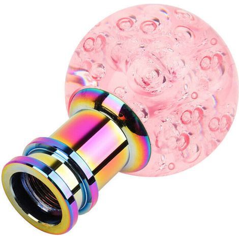 Pomo de palanca de cambios de cristal acrílico con estampado de burbujas, pomo de palanca de cambios redondo, palanca de cambios transparente, rosa, modelo: rosa (1/5)