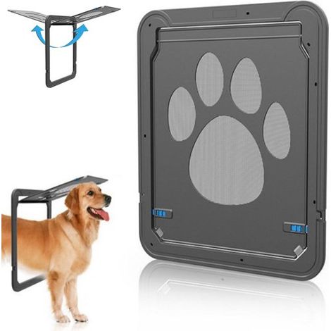 Chatière pour chien - Chatière pour porte moustiquaire (42 x 37 cm) - Convient aux chiens de taille moyenne et grande - Verrouillable - Fermeture magnétique (1/5)