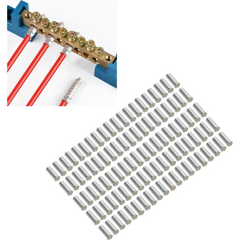 100 unités de ferrules de fil de cuivre nu EN6018/EN6012 10AWG, adaptées aux bornes de câble non isolées et aux connecteurs de fil, bornes à broches étamées EN6018. (1/5)