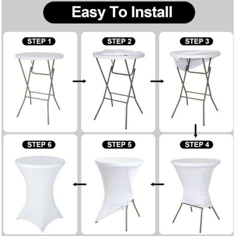 Lot de 2 housses de table blanches pour tables pliantes de 110 cm de haut, décorations de mariage d'hôtel, housses de ta Étiquette (1/5)