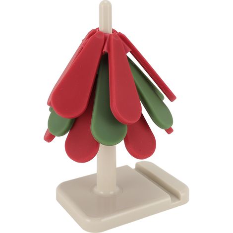 Tapis isolant pliable en silicone en forme d'arbre, anti-brûlure, résistant à la chaleur, pour théière, casserole, bol, base carrée (1/5)
