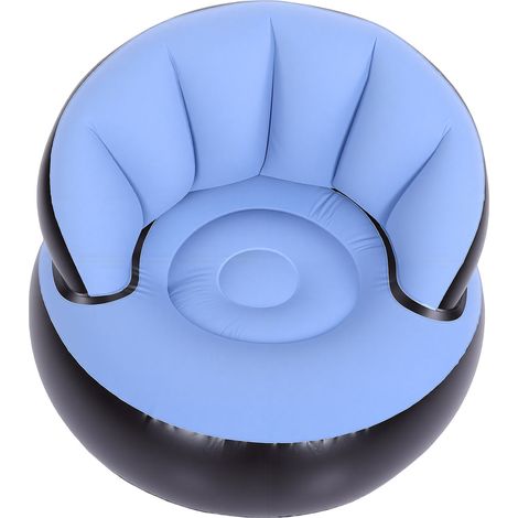 Canapé gonflable flocqué PVC large épais confortable chaise de camping avec dossier pour maison jardin bleu ciel (1/5)