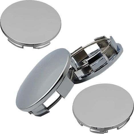 Lot de 4 cache-moyeux de roue universels en ABS poli de haute qualité, diamètre extérieur 60 mm, diamètre intérieur 56 mm, pour accessoires de voiture, argent (1/5)