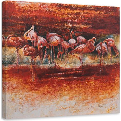 Tableau sur toile Flamant rose Oiseaux 40x40 (1/5)