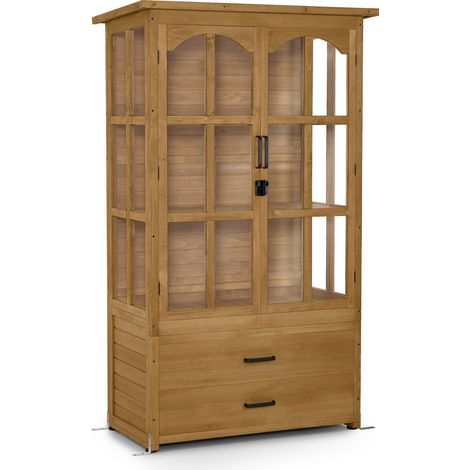 M MCombo Gartenschrank Gartenhaus Holz Wetterfest, Geräteschrank Gerätehaus Outdoor, für Außenbereich Balkon Terrasse, Gartenhütte mit 2 Bewegliche Regale, 58×107×180 cm, 1155 (Natur) (1/5)