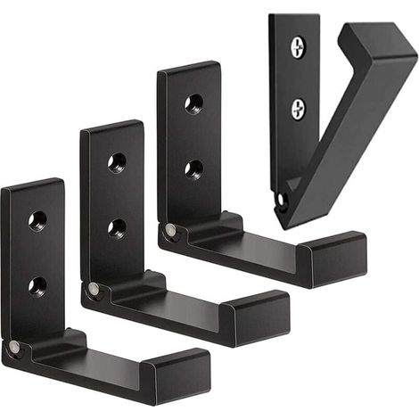 Noir Lot de 4 Crochets Muraux Pliables-Crochets pour Manteaux Invisibles, Crochet Mural en Aluminium, Crochet de Suspension Mural en Alliage D'Aluminium Patères Pliables à 90 ° (1/4)