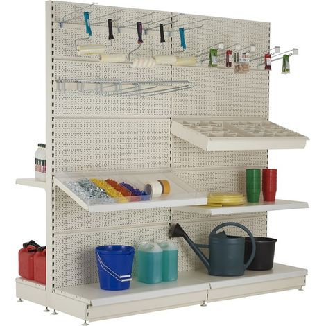 PROVOST - Gondole Promag 3 double face en métal blanc (finition Epoxy RAL 9001) - L 1000 mm (1/5)