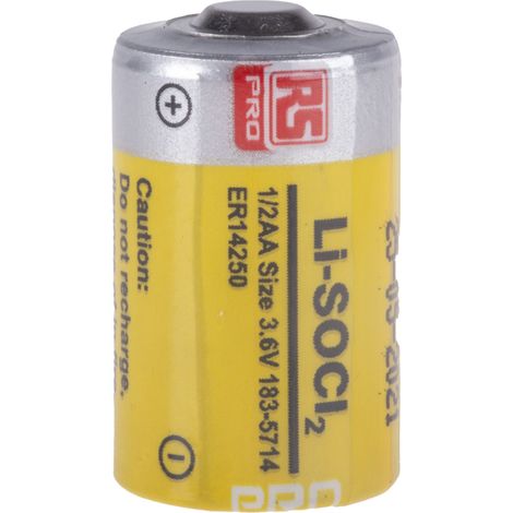 Pile 1/2 AA, 3.6V, RS PRO, Lithium Thionyle Chloride, 1.2Ah ( Prix pour 1 )