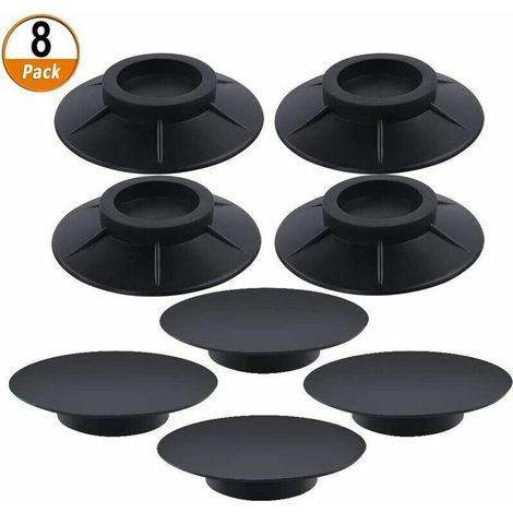 Lot de 8 tampons anti-vibrations pour lave-linge en caoutchouc pour lave-linge séchant à tambour (10 cm, noir) (1/5)