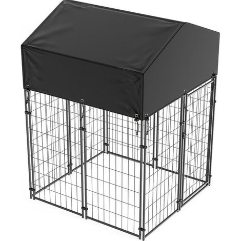 Chenil pour Chien Éxterieur Cage Chein XXL Enclos pour Chiens Parc en Métal avec Toit Tissu Oxford - XS - 126.5x119.5x134CM (1/5)