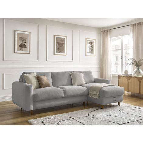 BOBOCHIC - Canapé d'angle réversible convertible NOUVEAU COCOONE ouverture express tissu lisse Réversible 160x200 Gris foncé (1/5)