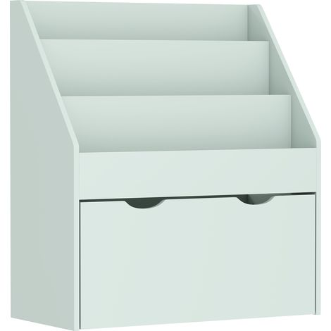 Bibliothèque enfant multi-rangement 3 niveaux étagères + tiroir, 62,5x30x70 cm, vert (1/5)
