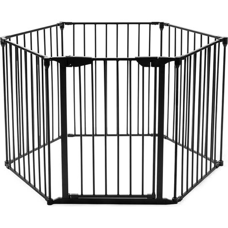 Cancelletto di sicurezza per camino con porta, montaggio a parete, ferro nero (1/5)