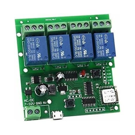 ZVD 4 canaux WIFI Momentary Inching Relais Module d'interrupteur de sécurité automatique, contrôleur de porte de garage WiFi DIY (5-32 V) (1/3)
