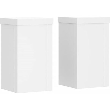 Supports pour plantes, 2 unités, blanc, 10x10x18 cm, bois d'ingénierie. (1/5)