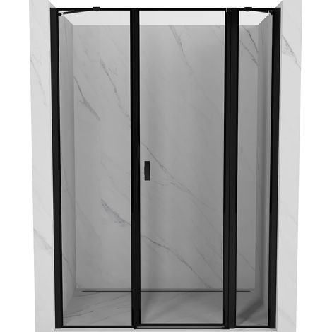 Mexen Mist puerta de ducha abatible derecha 160 cm, marco negro, negro - 8A4-160-001-70-70-P (1/5)