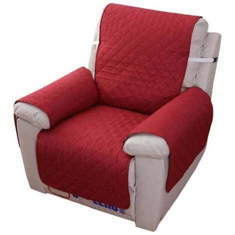 Quilted Non-Slip Relax Armchair Cover, Waterproof Relax Armchair Cover, Soft 1-Seater Sofa Protector for Pets (Red) (1/4)