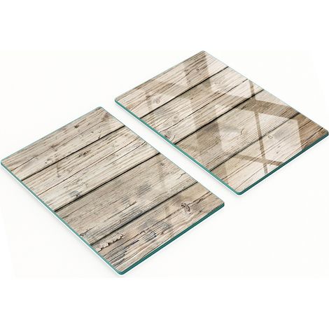 Set di taglieri da cucina in vetro temperato con motivo effetto legno, 2x40x52 cm (1/5)