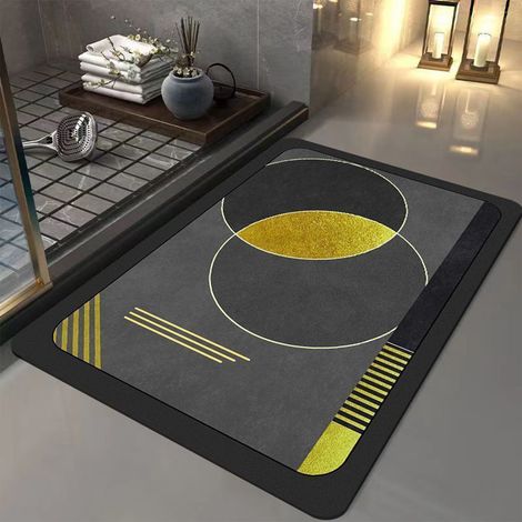 Tapis De Sol Absorbant - Non Glissant - Pour Salle De Bain - 40 x 60 cm - Polyester - Multicolore (1/5)