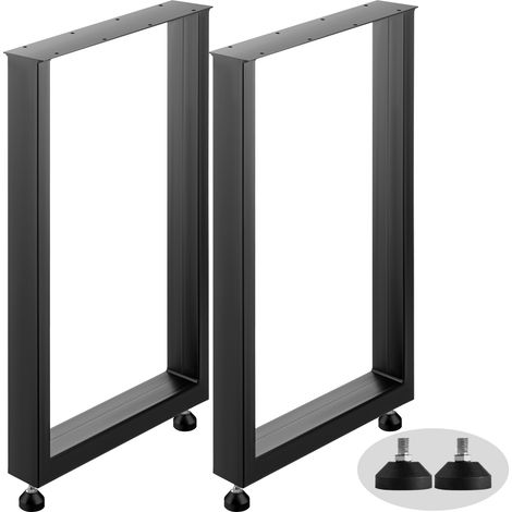 VEVOR Black Metal Table Legs Set of 2 Steel Table Legs 28x23 Inch Dining Table Legs Office Table Legs Computer Desk Legs Steel Bench Legs Country Style Table Legs DIY Furniture Legs (1/5)