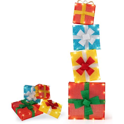 CASART Lighted Stackable Gift Boxes Pre-lit Xmas Boxes Decoration (1/5)