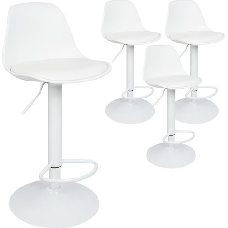 Skecten Juego de 2 Taburete de Bar, Taburetes Altos de Cocina, con Superficie de Polipiel PU, Blanco