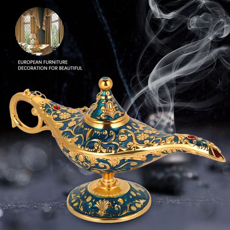Lampe à huile décorative rétro en métal, inspirée du conte de fées d'Aladdin et du génie magique. (1/5)