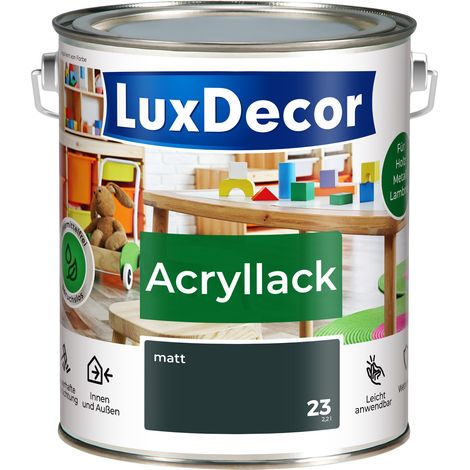 LUXDECOR Acryllack Holzfarbe Metall und Holz Lack Buntlack Matt (23) Berggipfel - 2,2L