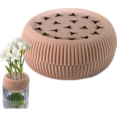 Support de fleurs en silicone rose avec 17 trous – Support de fleurs universel pour vases, compositions florales stables, 9,3 cm (1/5)
