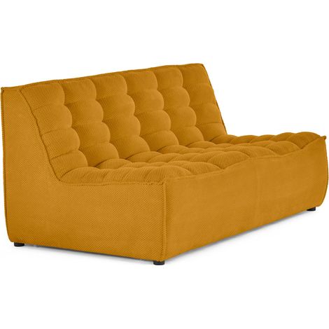 Ellie - canapé 2 places sans accoudoir en velours texturé - jaune (1/5)