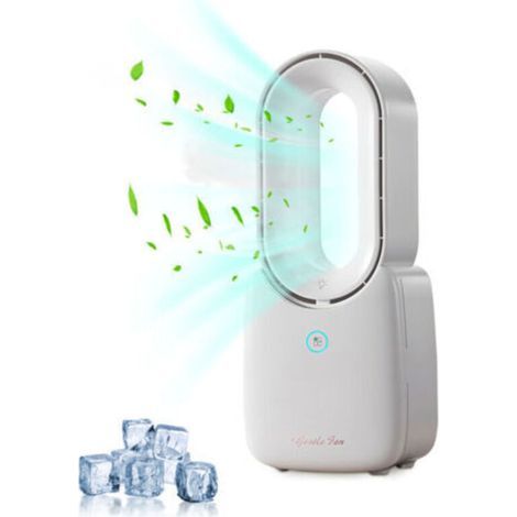 Tragbarer Tischventilator mit Sprühfunktion, 30 cm (11,8 Zoll) Durchmesser, ohne Rotorblätter, 3 Geschwindigkeitsstufen, 5-farbige Touch-Steuerung und LED-Beleuchtung für Zuhause, Büro und Schlafzimme (1/5)